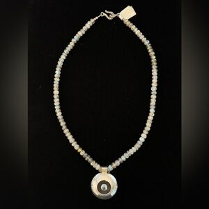 NWOT Labradorite Beaded Necklace with 925 Topaz Pendant